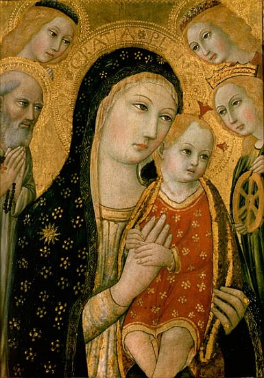 Madonna and Child with SS. Dominic and Catherine of Alexandria, 15th century from also Ansano di Pietro di Mencio Pietro Sano di