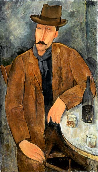 A seated man leaning on a table from Amadeo Modigliani