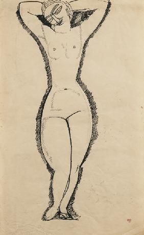 Standing Nude with Raised Arms