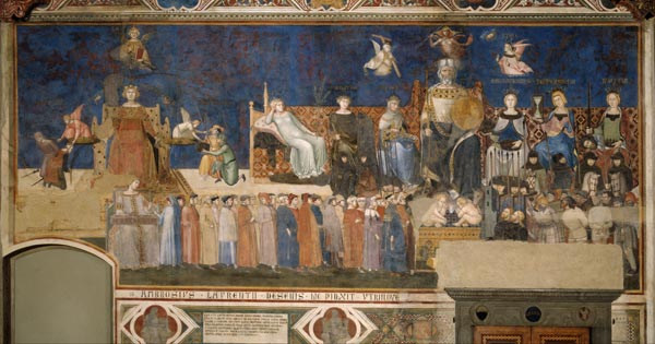 Allegory of Good Government (Cycle of frescoes The Allegory of the Good and Bad Government) from Ambrogio Lorenzetti