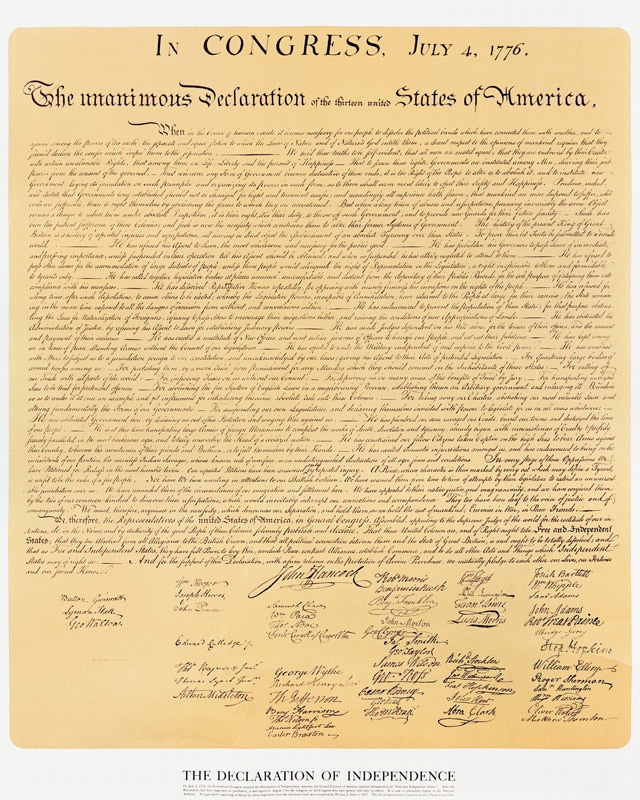 Declaration of Independence of the 13 United States of America of 1776 from American School