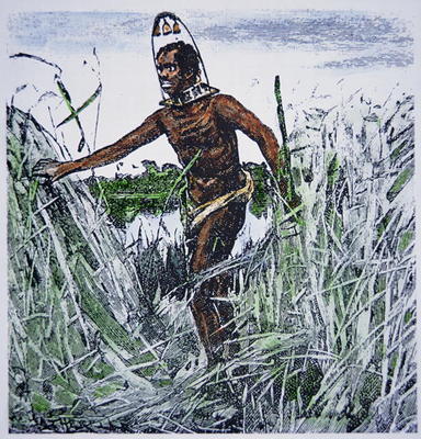 Runaway slave (coloured engraving) from American School