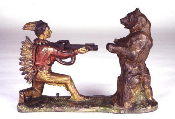 Native American Hunter and Bear c.1880 (lead) from American School, (19th century)