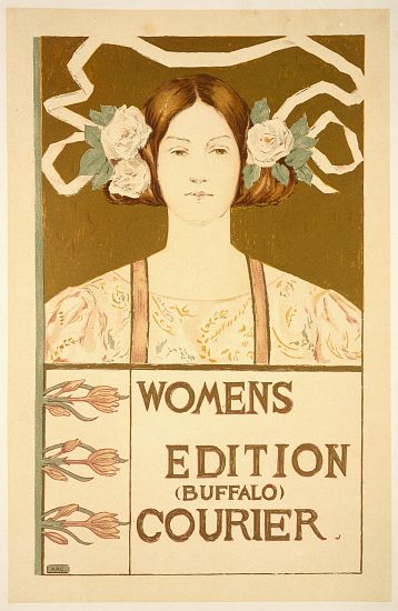 Reproduction of a poster advertising the 'Women's edition Buffalo Courier' from American School, (19th century)