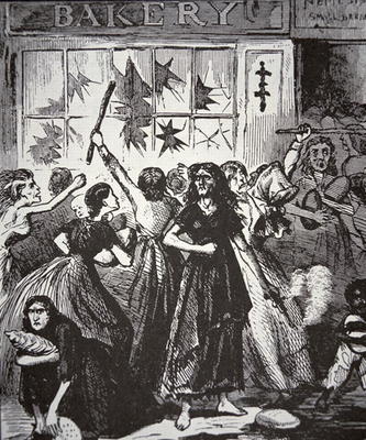 The Bread Riot in Richmond, Virginia, 1863 (litho) from American School, (19th century)