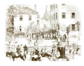 A lynching in Kentucky, 1850s (engraving) (b/w photo)