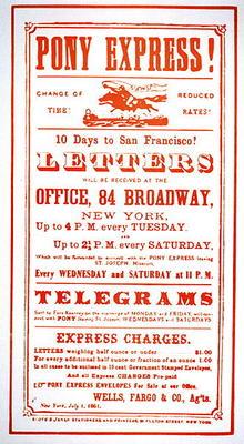 Pony Express Poster, 1861 (litho)