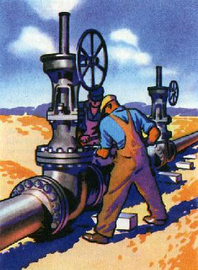 Oil Series: Workers at a Pipeline