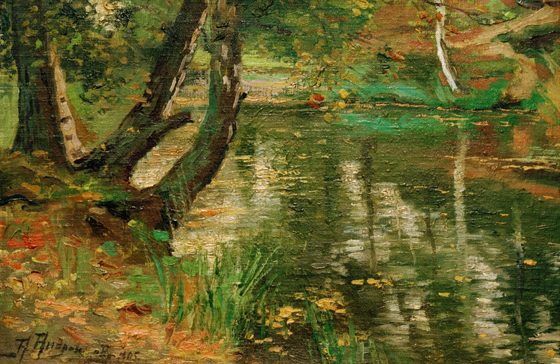 Summery river landscape with trees from Anatolij Fedorovich Andronov