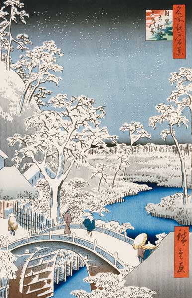 Drum bridge and Setting Sun Hill at Meguro, from the series ''100 Views of Edo'', pub. By Uoya Eikic from Ando oder Utagawa Hiroshige