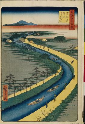 Towboats on the Yotsugi dori Canal (One Hundred Famous Views of Edo)
