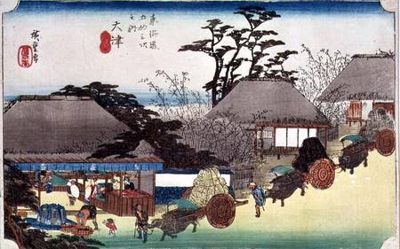 Otsu, illustration from 'Fifty Three Stations of the Tokaido Road', pub. by Takenouchi Magohachi from Ando oder Utagawa Hiroshige