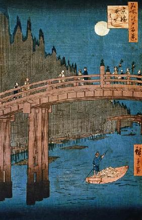 Kyoto bridge moonlight, from the series ''100 Views of Famous Place in Edo'', pub. 1855