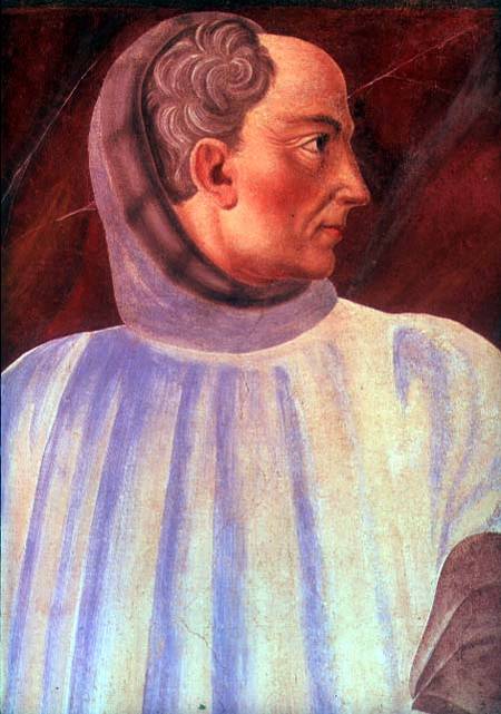 Niccolo Acciaiuoli (1310-65) detail of his bust, from the Villa Carducci series of famous men and wo from Andrea del Castagno
