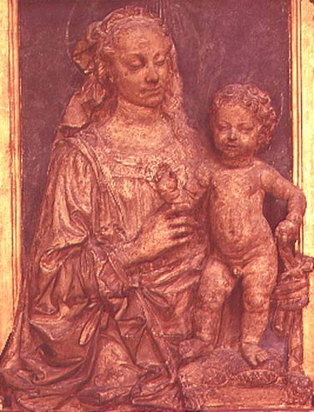 Madonna and Child wooden bas-relief by Andrea del Verrocchio (1435-88) from Andrea del Verrocchio