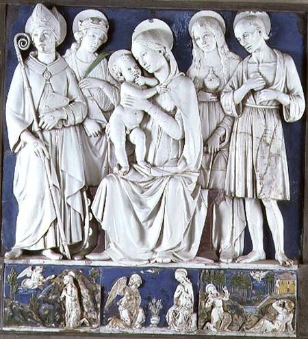 Altarpiece of the Madonna and Child with Saints, the predella depicting scenes from the lives of the from Andrea  della Robbia