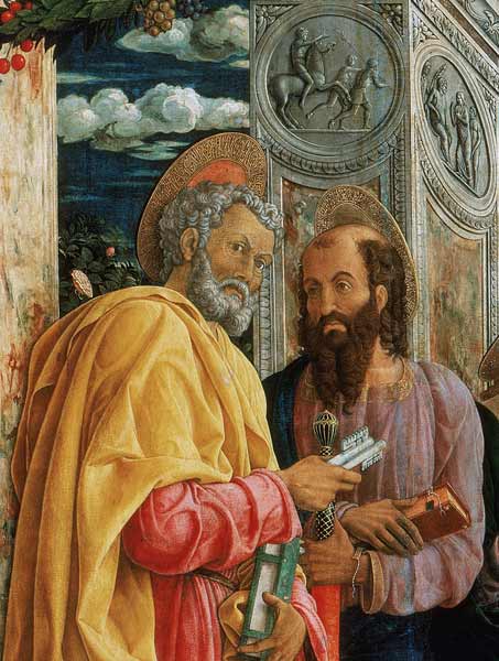St. Peter and St. Paul, detail from the left panel of the St. Zeno of Verona Altarpiece from Andrea Mantegna