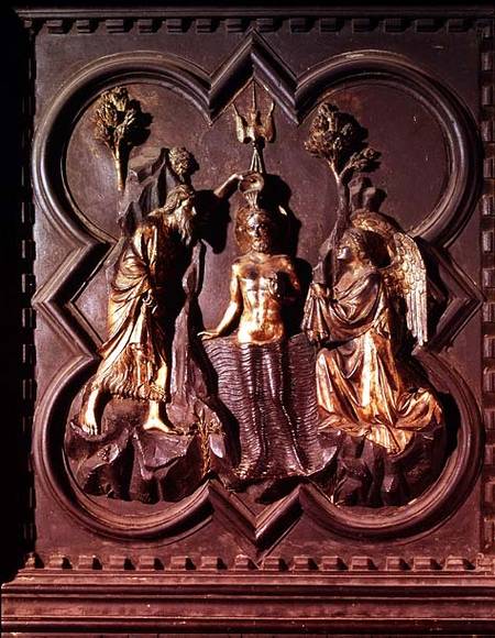 The Baptism of Christ, panel from the south doors of the Baptistry depicting scenes from the life of from Andrea Pisano