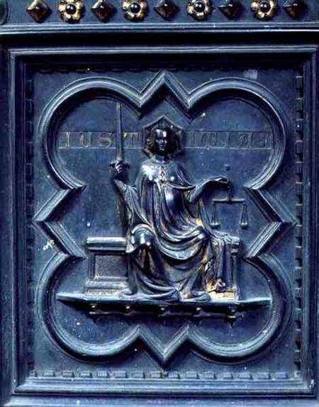 Justice, panel G of the South Doors of the Baptistery of San Giovanni from Andrea Pisano