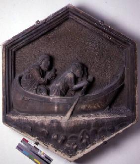 The Art of Navigation, hexagonal decorative relief tile from a series depicting the practitioners of