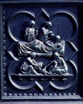 The Birth of St John the Baptist, fourth panel of the South Doors of the Baptistery of San Giovanni
