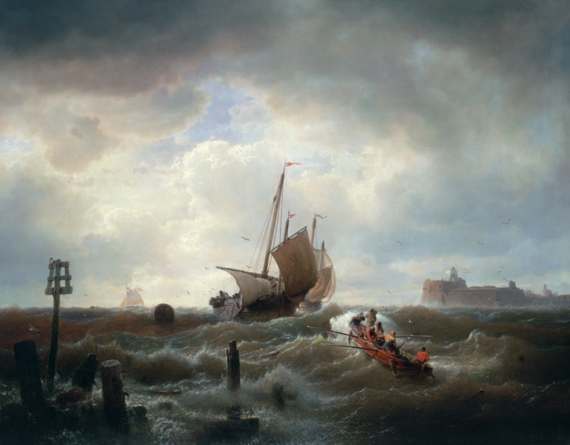 The Entrance to the Harbour at Hellevoetsluys from Andreas Achenbach