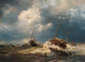 Ships in a Storm on the Dutch Coast