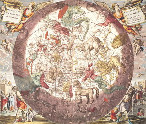 Northern (Boreal) Hemisphere, from 'Atlas Coelestis', engraved by Pieter Schenk (1660-1719) and Gera from Andreas Cellarius