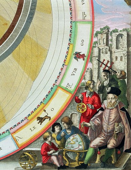 Tycho Brahe (1546-1601), detail from a map showing his system of planetary orbits, from ''The Celest from Andreas Cellarius