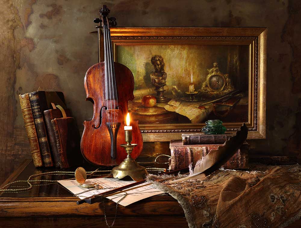 Still life with violin and painting from Andrey Morozov