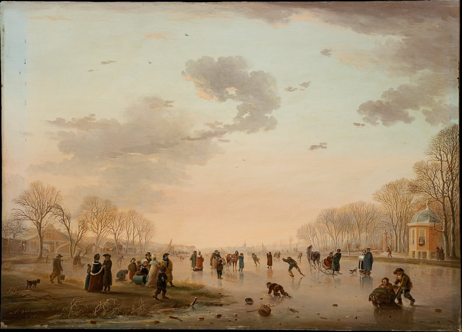 Winter Landscape with Ice Skaters on a River from Andries Vermeulen