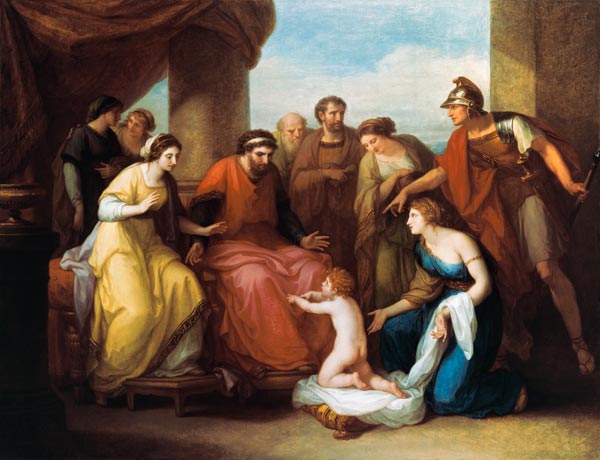 The young Pyrrhus asks the illyrischen king Glaukias and his wife for refuge from Angelica Kauffmann