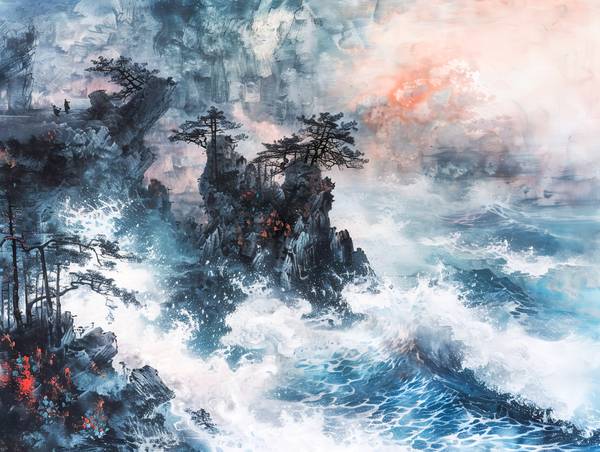 Das Meer bricht an den chinesischen Bergen. from Anja Frost