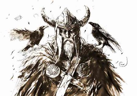  Bleistiftzeichnung von Allvater Odin, dem obersten Gott der nordischen Mythologie