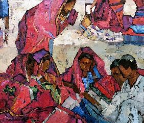 Sitting Women in Pink (oil on canvas) 