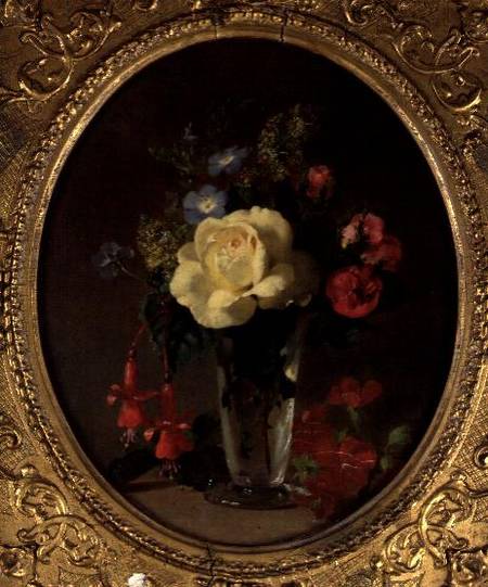 Still Life of a Yellow Rose, Mignonette and Fuchsias from Annie Feray Mutrie
