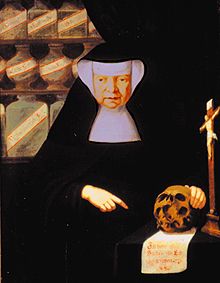 Portrait one horror nurse in the pharmacy of the virtues from Anonym (Breslauer Maler)