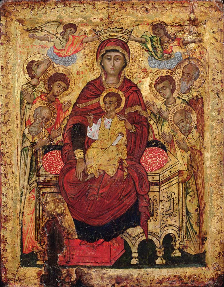Madonna and Child enthroned with SaintsGreek Islands icon from Anonymous painter