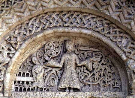 Apparition of the Son of Man to John the Evangelistcarved tympanum from Anonymous painter