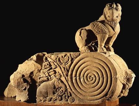 Buff sandstone architrave with griffin, Sanchi,MP from Anonymous painter