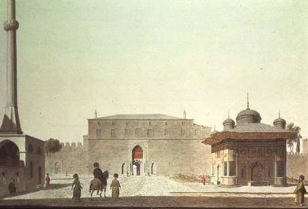 Constantinople: Hagia Sophia Square showing the fountain and the Imperial Gate of the Old Seraglio ( from Anonymous painter