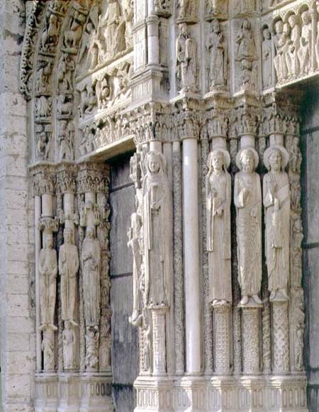 est facade, south and central doors of the Royal Portal, detail of column figures from Anonymous painter