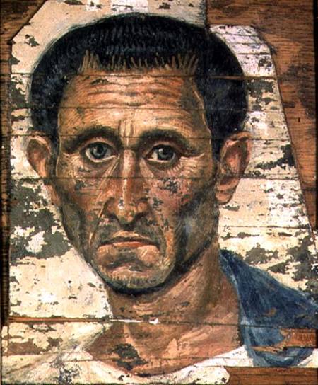 Fayum portrait of a man in a blue cloakTrajanic from Anonymous painter