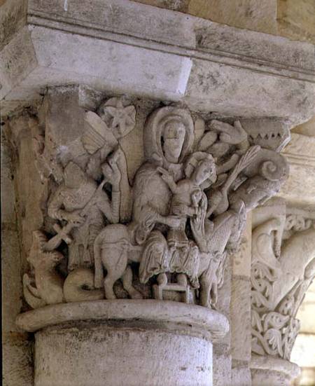 The Flight into Egyptcolumn capital relief from the church of the Benedictine abbey from Anonymous painter