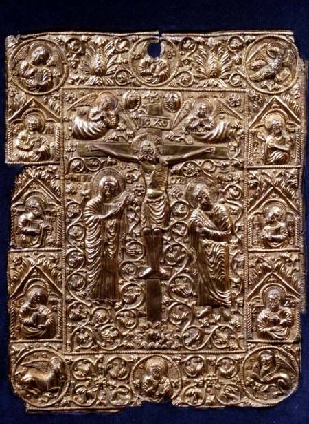 Gospel cover, depicting the Crucifixion and Apostles,Serbian (Northern Macedonia) from Anonymous painter