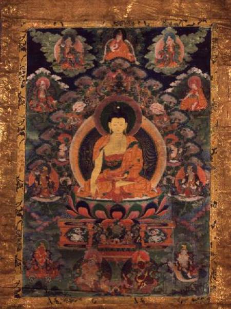 GQ122 Thangka of Shakyamuni Buddha with eleven figures from Anonymous painter
