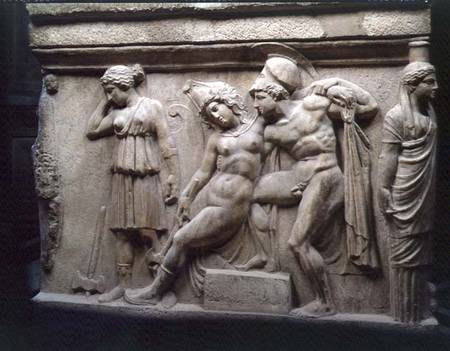 Greek Sarcophagus with a Scene showing the Battle of the Amazons from Anonymous painter