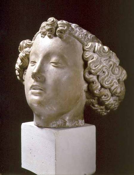 Head of an Angel, front view,fragment from a statue from Anonymous painter