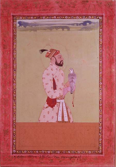 I.S.227-1950 A'zam Shahr, third son of Emperor Aurangzeb, holding a falcon, Golconda, Deccani School from Anonymous painter
