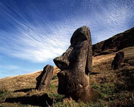 Monolithic Statues at Rano Raraku Quarry from Anonymous painter